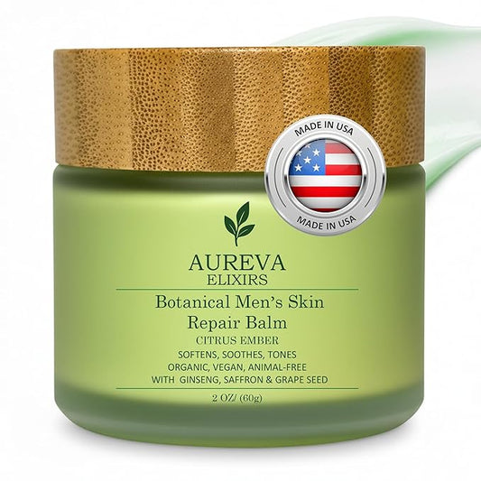 Men's Skin Moisturizer Balm – US Handmade Botanical Balm Face & Body For All Skin Types – Botanical cleansing cream for Everyone full Day Moisturize - Ember Citrus Scent, 2oz