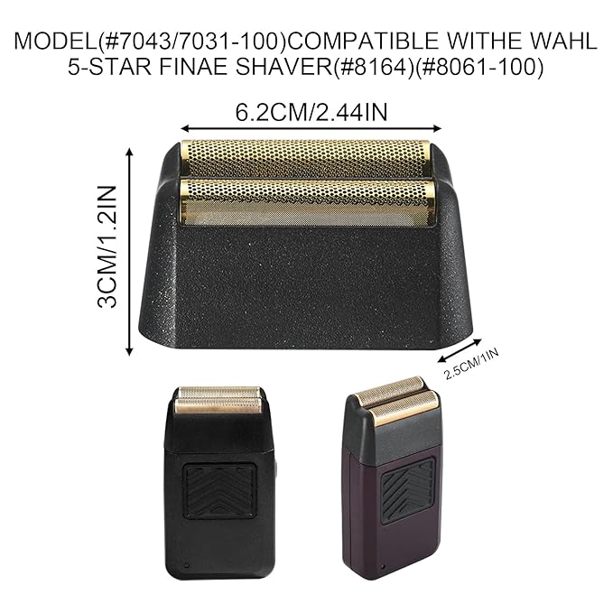 Professional 5 Star Series Finale Shaver Replacement Foil and Cutter Bar Assembly Compatible with wahl Shaver Foil 7043 for Wahl Professional 5-Star Series Shaver/Shaper #8061,2 count