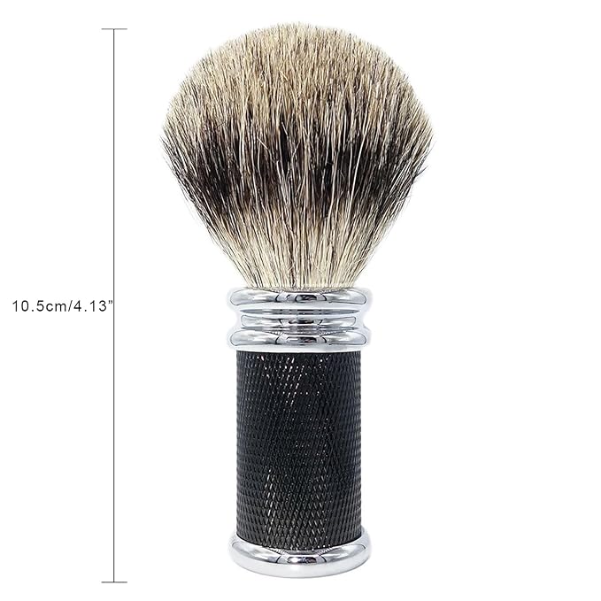 Professional Men's Shaving Brush Natural Pure Badger Hair Bristle Knot for Husband Father Brother Boyfriend Barber Grade Daily Grooming Tool Gift (Black Brush)