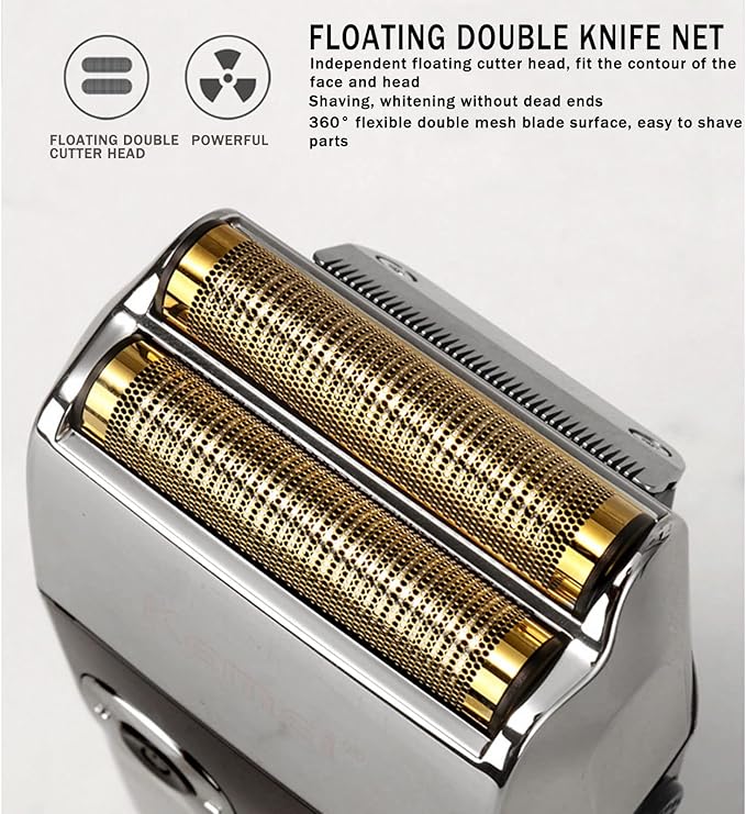 KEMEI Electric Razors for Men, LCD Display Cordless Men's Razors, USB Rechargeable with Pop-up Beard Trimmer Best Worldwide Travel Gift, Model KM 2028, Silver