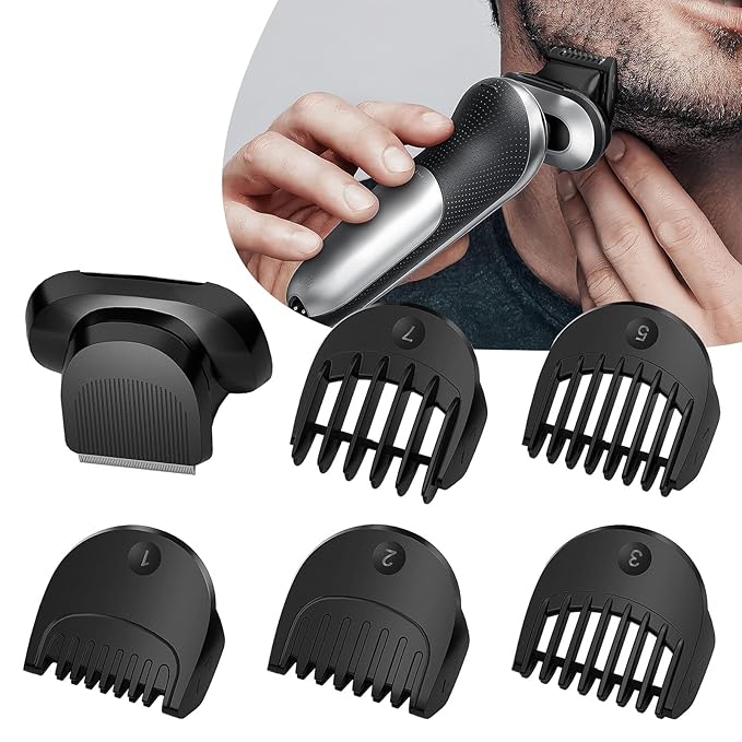 Beard Trimmer Attachment Fit for br-aun Series 5, 6, 7 Electric Razors 1/2/3/5/7mm, Series 7 Replacement Head Guide Combs for 5018s, 5020s, 6075cc, 7071cc, 7075cc, 7085cc, 7020s, 5050cs, 6020s, 6072cc
