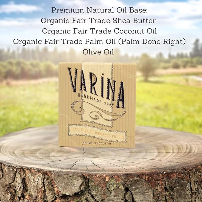 Natural Lavender Fusion Bar Soap - Gentle Cleansing for Sensitive Skin, Herbal and Mint - 3 Pack