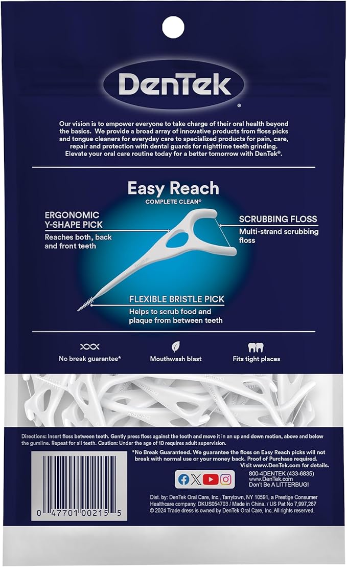 DenTek Complete Clean Floss Picks | Removes Food & Plaque | 75 Count
