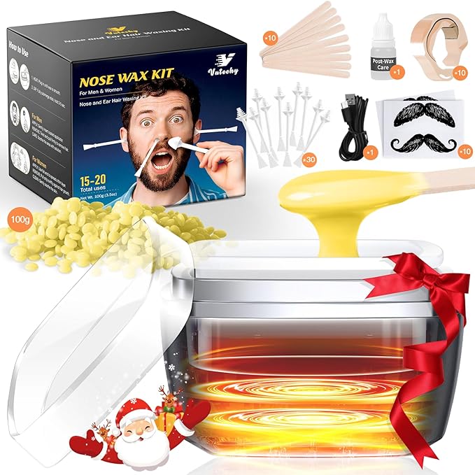 Nose Wax Kit Men, Nose Ear Hair Removal Kit for Men Women, 40 Sticks, 100g Wax, USB Fast Heat, Smart Constant Temp, Painless Hair Removal Waxing Kit for Nose Ears Eyebrow Lip Facial, Yellow