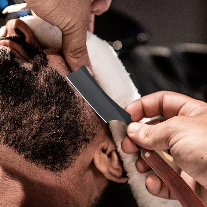 Straight Razor With Strope - Professional Straight Edge Barber Premium Stainless Steel Shaver With Shaving Strop for Men Home & Salon Grooming Using (NO.158)