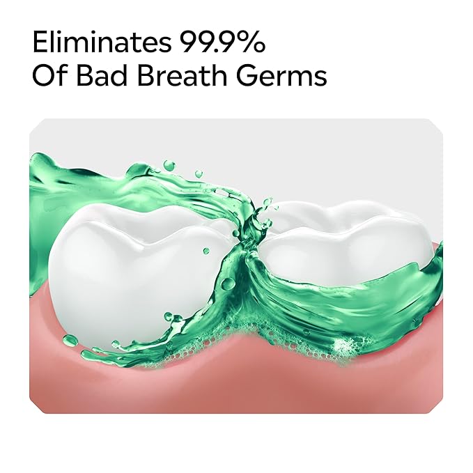 Listerine Freshburst Intense Antiseptic Mouthwash for Bad Breath, Kills 99.9% of Germs That Cause Bad Breath & Fight Plaque & Gingivitis, ADA Accepted Mouthwash, Intense Spearmint, 1 L