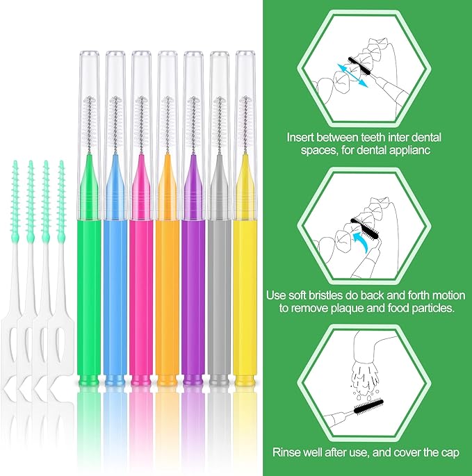 Zopeal 250 Pcs Interdental Brush for Braces Disposable Braces Flossers Dental Picks Floss Toothpick Dental Teeth Flossing Head Oral Hygiene Flosser Toothpick Soft Cleaning Tool(Lovely Color)