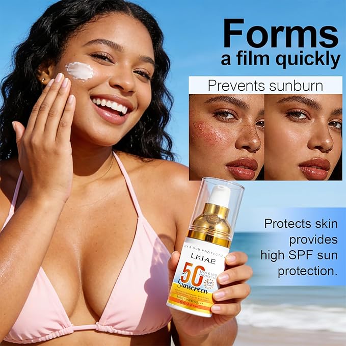 LKIAE Spf 50+ Sunscreen, UVA, UVB Protection, Prevent Sunburn, Skin Darkening, Pigmentation, Anti-Wrinkles, With Aloe Vera, Travel Size, 2 oz (Pack of 1)