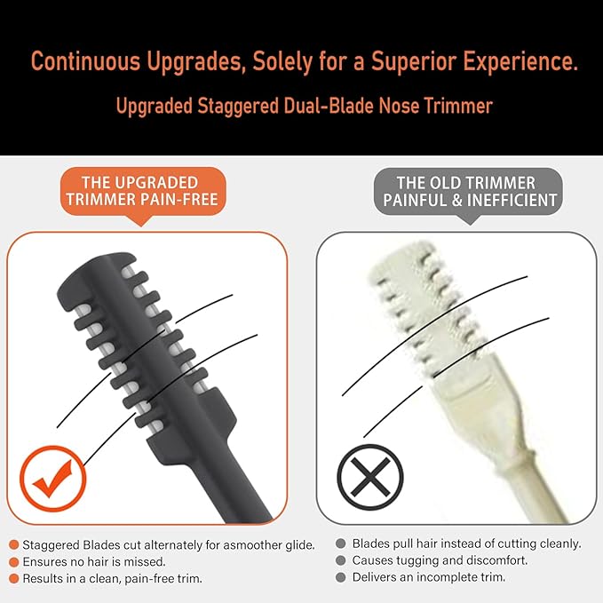 New 2026 Upgraded Staggered Blades Nose Hair Trimmer - Pain-Free & Efficient Nostril Hair Remover for Men and Women, Manual 360°Rotation with Soft Cleaning Brush (4-Pack) Gray