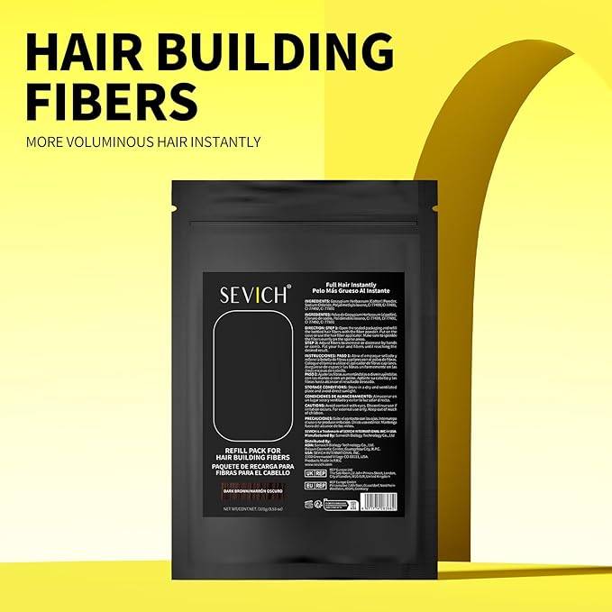 SEVICH Hair Building Fibers 100g - Instant Hair Thickening Powder for Thinning Hair, Natural Keratin Fibers for Men & Women, 5-Second Coverage, Unscented, Medium Brown
