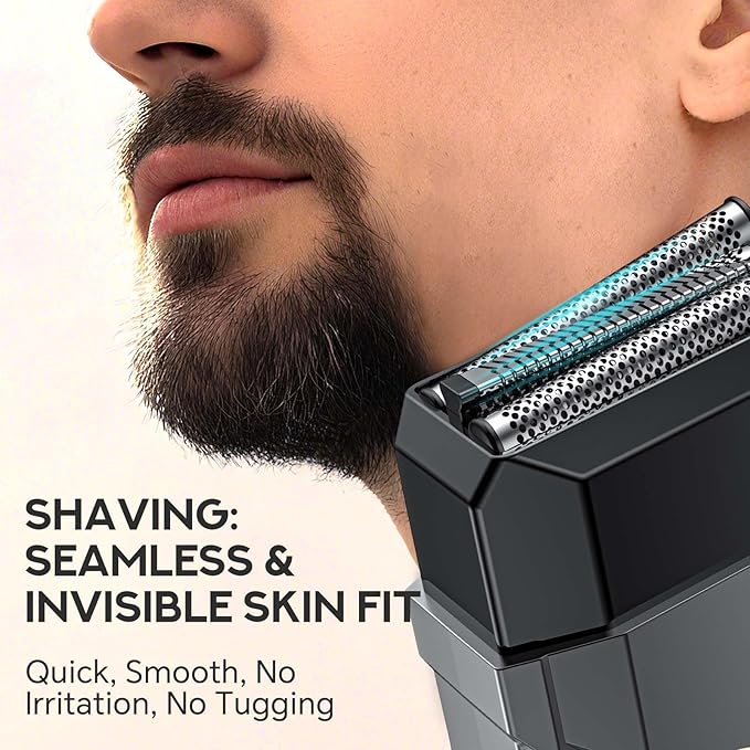 Electric Razor for Men - Foil Shaver for Smooth Shaving, Extra 1 Shaving Head Gift,3 Floating Blade, Supports Wireless and Wired, Mens Razors for Shaving,IPX 7 Waterproof，LED Display,Travel Shaver