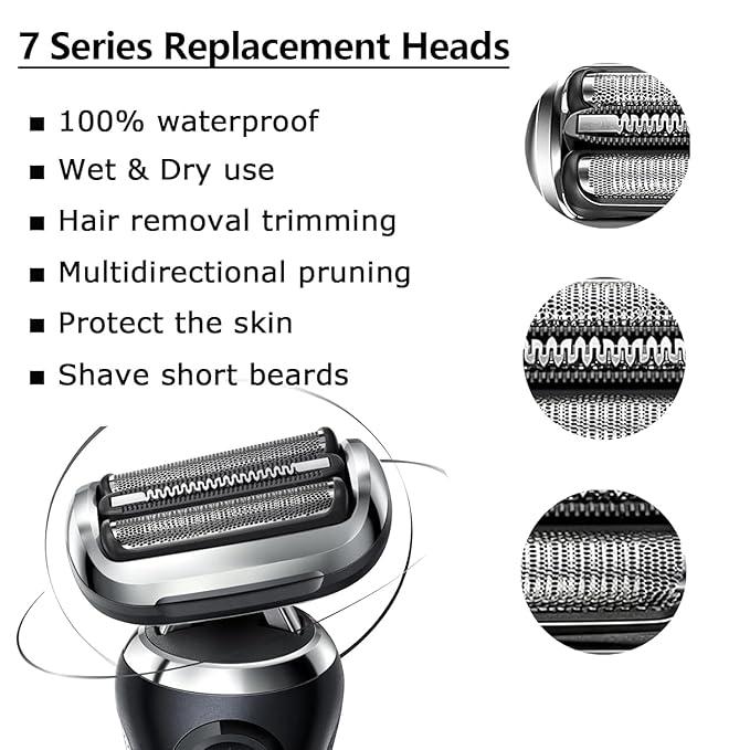 73S Replacement Head Compatible with Braun Razor Series 7, S7 360 Replacement Head for Braun, Replacement Blades Compatible with Electric Shavers for Men Series 7 7020s, 7025s, 7085cc, 7075cc