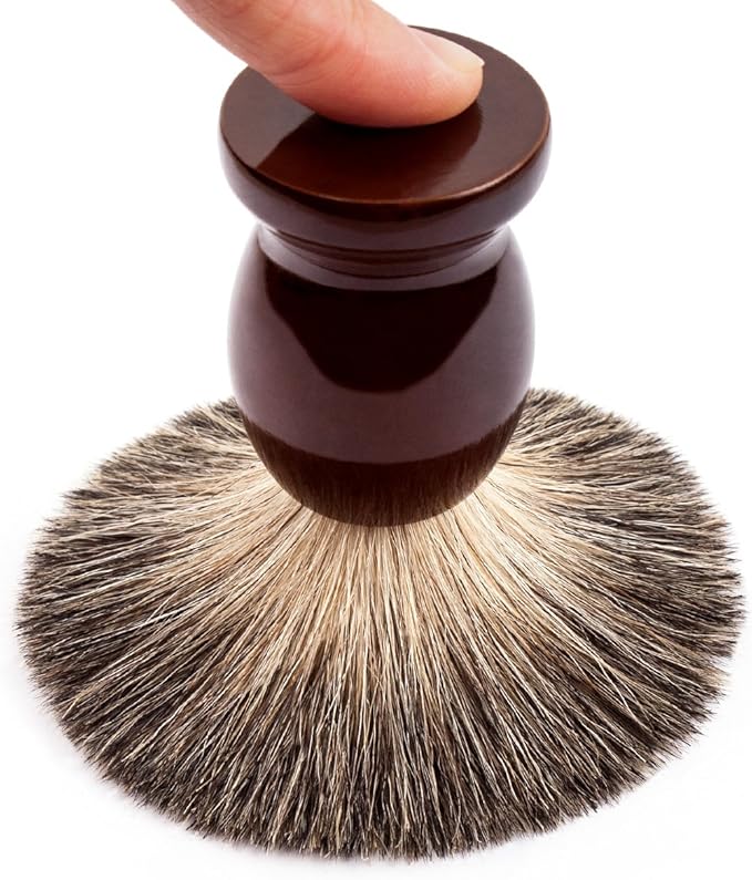 QSHAVE 100% Best Original Pure Badger Hair Shaving Brush Handmade. Real Wood Base. Perfect for Wet Shave, Safety Razor, Double Edge Razor