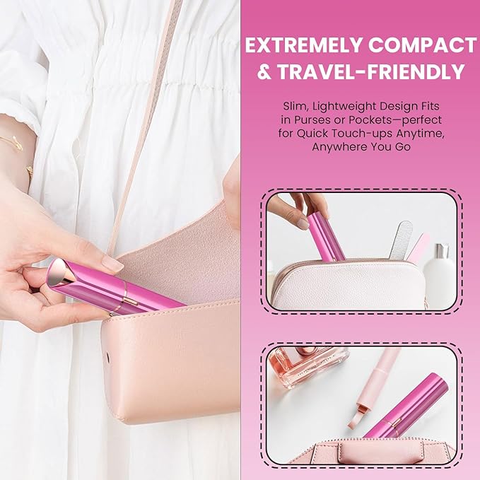 Facial Hair Remover for Women – Electric Face Razor with Light, Hair Removal for Upper Lip, Chin & Cheeks – Color Rose Gold