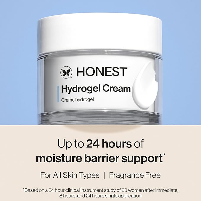 Honest Beauty Hydrogel Cream with Hyaluronic Acid, Lightweight Moisturizing Water, Gentle for Sensitive Skin, Fragrance-Free, Vegan 1.7, fl oz