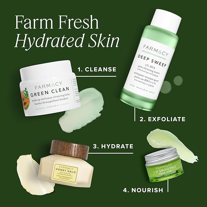 Farmacy Makeup Remover Cleansing Balm Bundle - Green Clean Waterproof Makeup Remover + Oil Based Cleanser - Gentle Exfoliating Double Cleanser - Melts From Balm to Milky Lather (50ml, 2 Count)