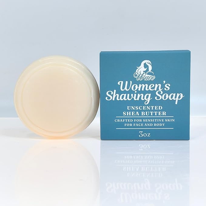 All Natural Shave Soap Set, Fragrance Free Shaving Soap with Shea Butter for Sensitive Skin (3 Pack) (Pack of 3, Womens Unscented)