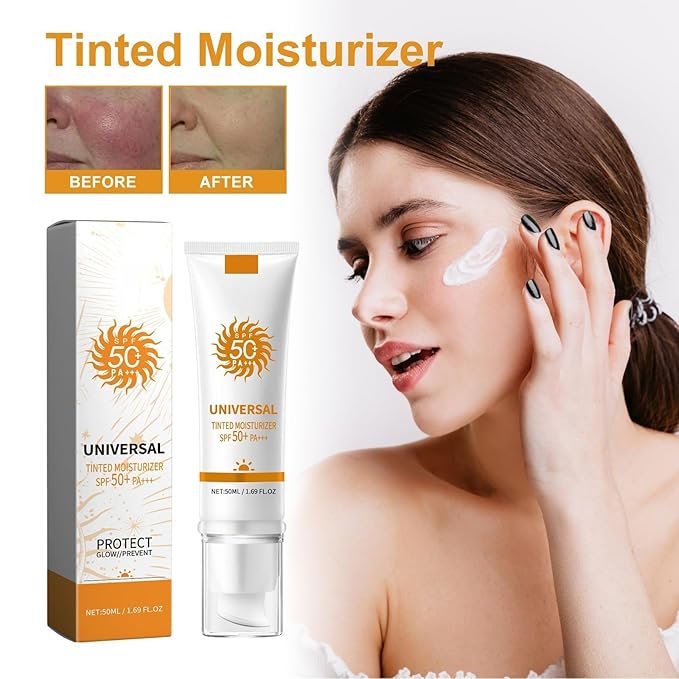 Women Men Sunscreen with SPF 50+ PA+++, Anti-Aging Foundation Cream, 1.69 FL OZ Sun Screen