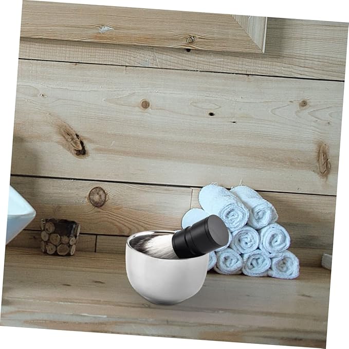 2pcs Travel-friendly Shaving Soap Bowl Men's Stainless Steel Shaving Mug Foaming Function