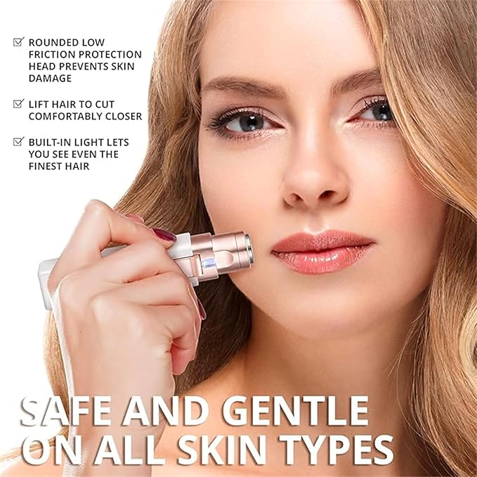 Portable 2-in-1 Facial Shaver,Type-C Rechargeable Women Shaver, Women Eyebrow Trimmer with Built-in LED Light. (White)