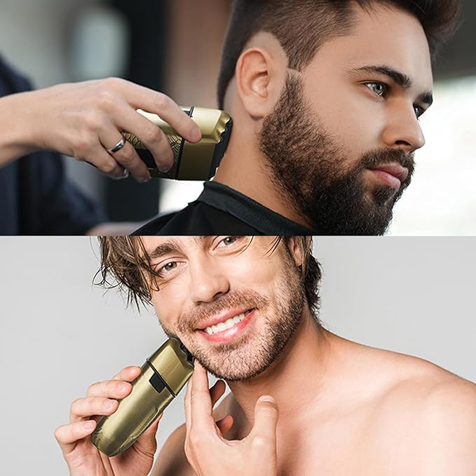 Foil Shaver, Mens Electric Shaver Portable Beard Trimmer Foil Shavers for Men Electric Shavers for Men with Rechargeable Shaving with LED Display for Home Use Bronze