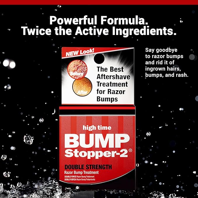 High Time Bump Stopper 2 Double Strength Ingrown Hair Cream | Aftershave Lotion for Men and Women | Razor Bump Balm | 0.5 OZ (5 Pack)