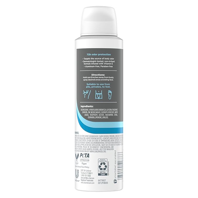 DOVE MEN + CARE Whole Body Deodorant Marine + Blue Cypress For 72H Odor Protection from pits, privates, to feet 4 oz