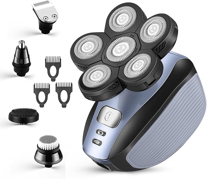 Head Shavers for Men - Upgraded Multifunctional Bald Head Shaver, Waterproof Electric Razor for Men Cordless Rechargeable Shaving Grooming Kit (Blue)