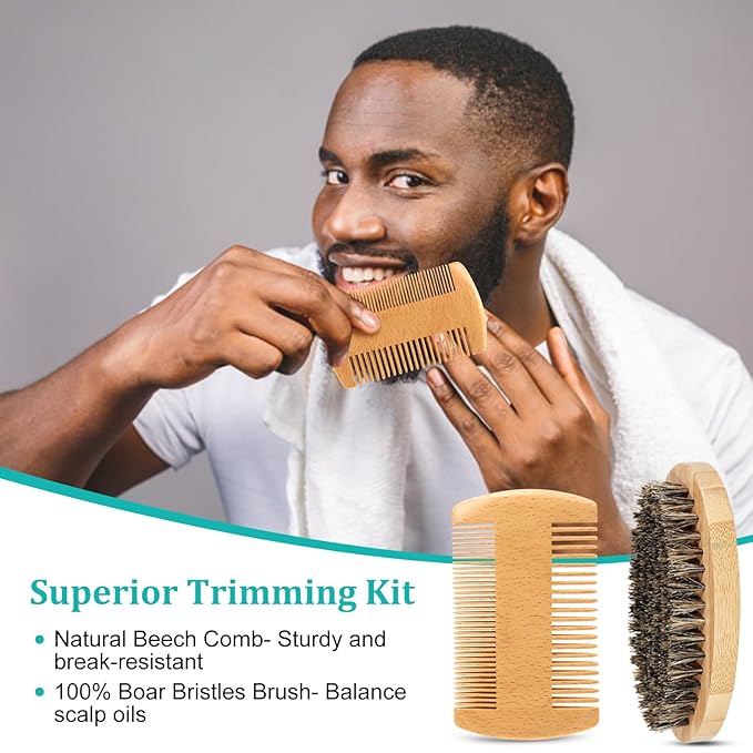 Dad Gifts - Beard Kit with Keychain, Practical & Thoughtful Combo, Men's Self-care Set & Constant Keepsake, Birthday Gifts for Stepdad/Father/Daddy Gifts from Kids Son Daughter