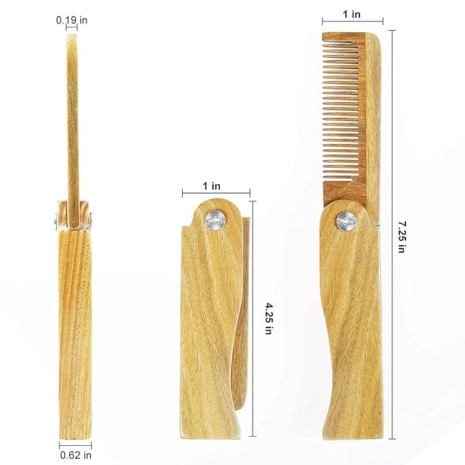 Onedor Wooden Comb, Personalized Custom Fine Tooth Combs for Men's Hair, Beard & Mustache, Anti-Static Sandalwood Comb, 100% Nature Handmade, Customized Gifts for Men - With Leather Case