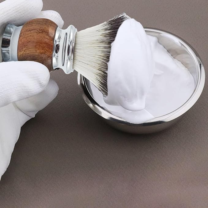 Jack Shaver® Men's Shaving Brush for Soap, Luxury Missanda Hardwood and Stainless Steel, Cream or Foam with Classic Synthetic Silvertip Vegan Friendly Badger Bristles Male Grooming Gift
