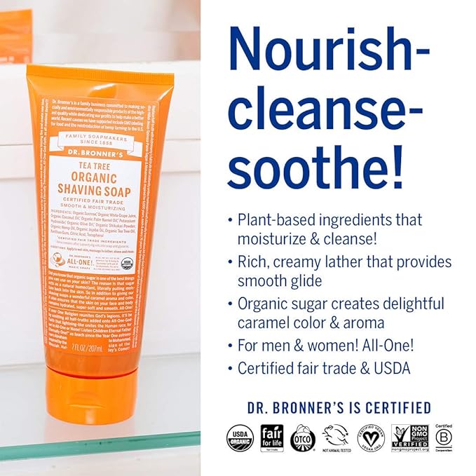Dr Bronners, Shave Gel Tea Tree Organic, 7 Fl Oz