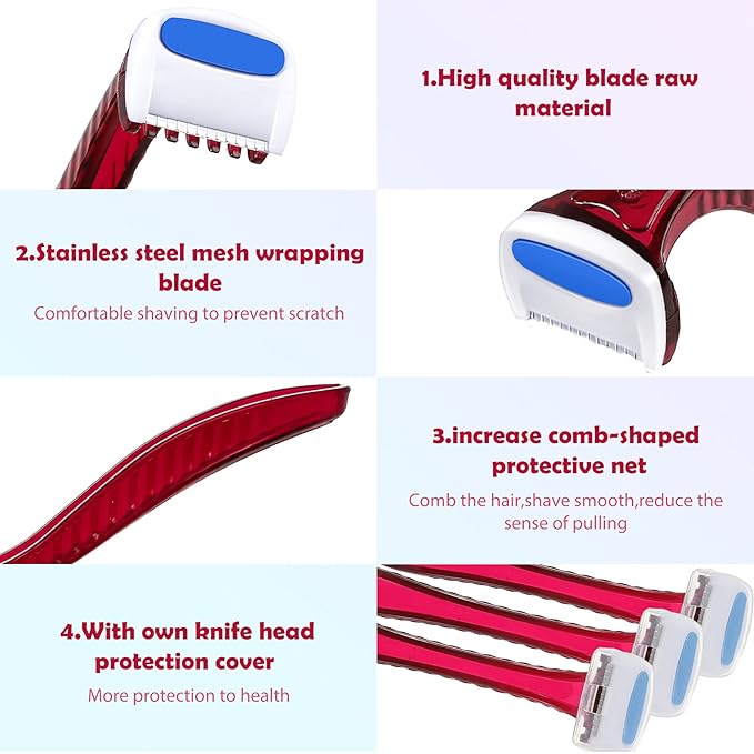 Honoson 12 Pcs Disposable Bikini Razors for Women Bikini Line Trimmer Shaver Small T Type Razor Durable Travel Accessories Pubic Hair Removal Beauty for Body Cosmetic Tool(Multicolor)
