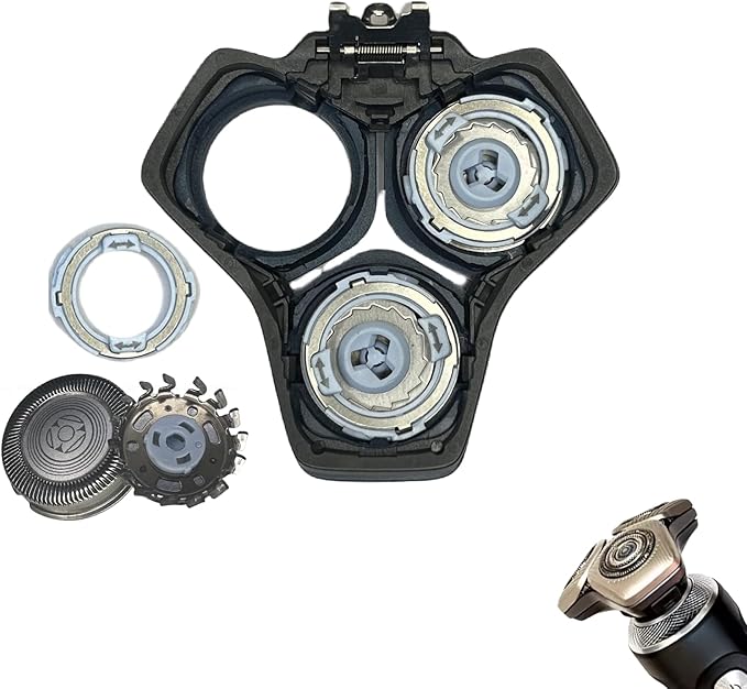SH71 Replacement Rotary Head Fit for Philips Norelco Shaver Series 7000 and Series S5500, Metal Wheel Buckle and Upgrade 15 Precision Blades (Gold)