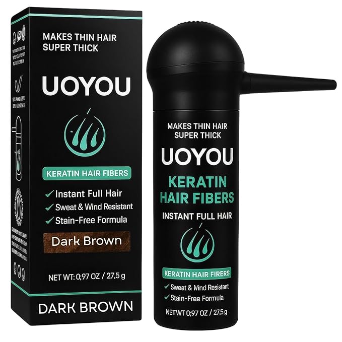 Dark Brown Hair Fibers for Thinning 27.5g Bottle With Applicator | Natural Keratin Concealer for Hair Loss | Building Fibres Powder for Men and Women