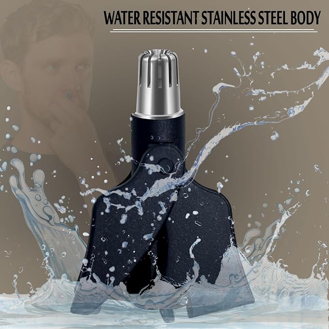 Stainless Steel Hair Trimmer for Men and Women | Manual Nose and Ear Hair Trimmer | Nose Clippers, 360° Rotating Hair Trimmers | Washable Nose Hair Remover | Gray