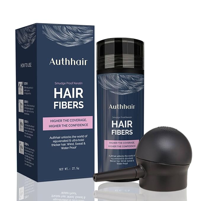 Hair Fibers for Thinning With Spray Applicator Pump Nozzle, Undetectable Natural Formula, Thicker Fuller Hair in 15 Seconds, Conceals Balding Areas for Men Women, 0.97Oz (Dark Brown)