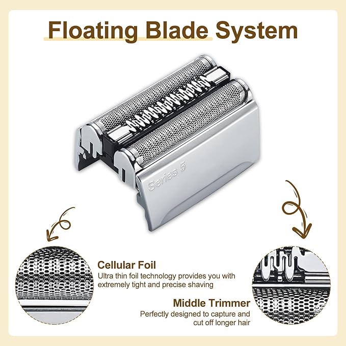 52S - Series 5 Electric Shaver Replacement Head be Suitable for S5 Sport Replacement Head 52S Foil for All Series 5 Shavers 5090/5190cc, 5040/5140s, 5030s, 5147s