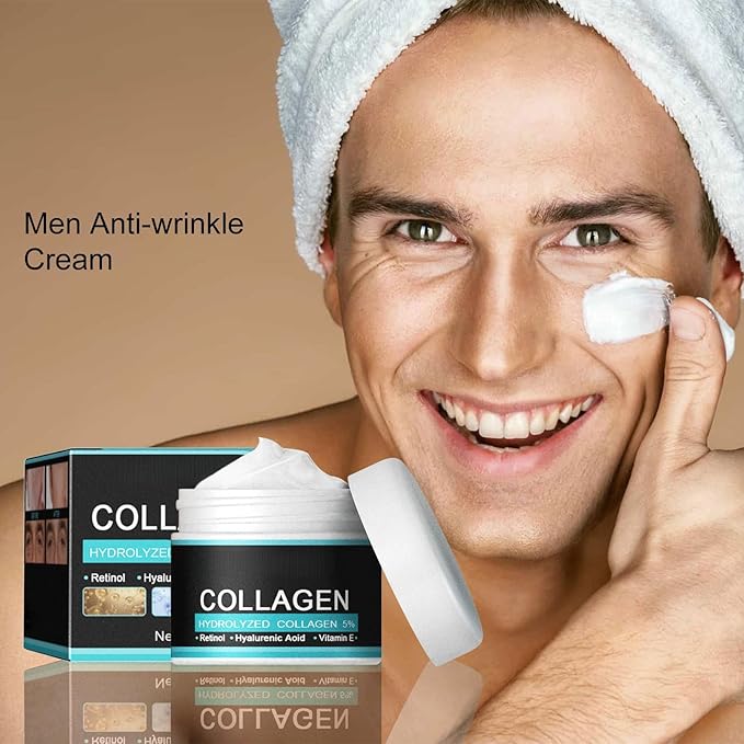 Men’s Face Moisturizer Cream, Lightweight Hydrating Daily Facial Cream for Men, Non Greasy Texture with Hyaluronic Acid, Vitamin E and Retinol, Smooth and Fresh Looking Skin Care, 50g