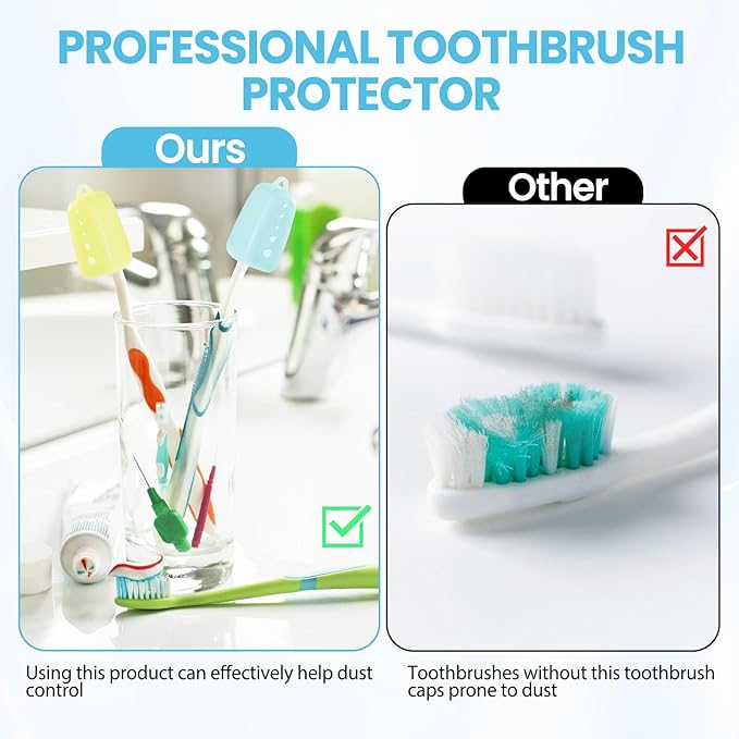 Lapfoon 6 Packs Silicone Toothbrush Covers, Tooth Brush Cover Cap for Electric & Manual Toothbrushes, Toothbrush Travel Essentials