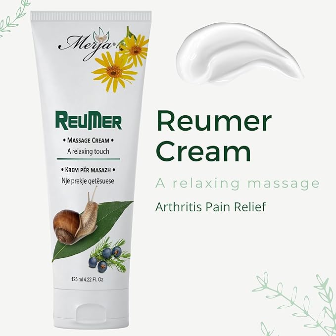 Merja Herbs Cream for Rheumatic Pain [125ml] Lightweight Cream for Arthritis & Rheumatic Aches with Snail Extract for Joints, Neck, Back | Pain Relief