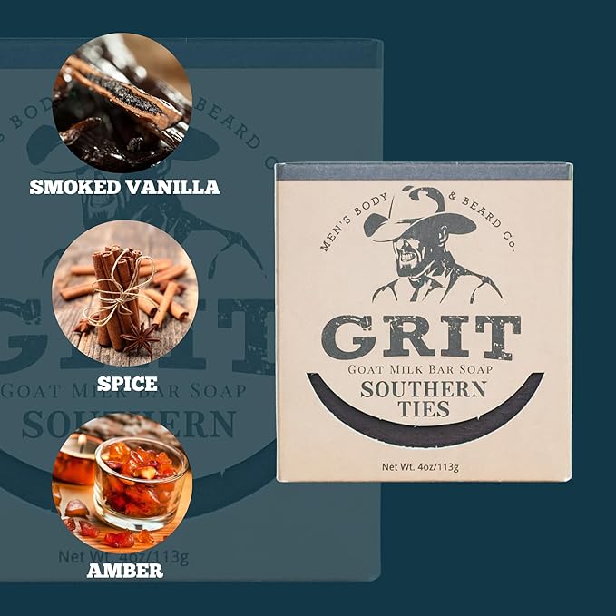 GRIT Goat Milk Soap Bar Southern Ties | Dye-Free Soap Bar | Enriched with Nourishing Goat Milk | 4 oz
