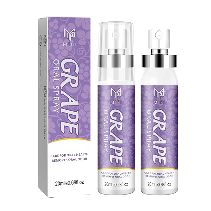 PEGO Oral Breath Spray,Mouth Spray Breath Fresheners,Dry Mouth Spray,Sugar-Free,Portable Long Lasting Refreshing,Fights Bad Breath for Adults,pH Balanced,Travel Size(Grape Flavor*2Pack)