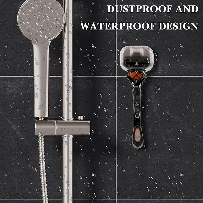 Linkidea 2 Pack Razor Holder, Waterproof Shaver Holder for Shower, Compatible with Gillette Fusion 5, Labs with Exfoliating Bar, Dorco Pace 6 Pro, Harry's 5 Blade (White)