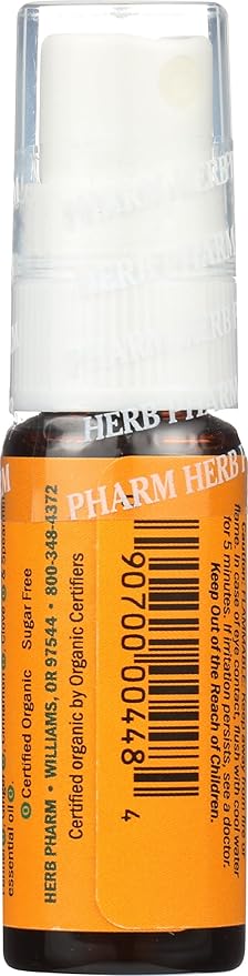 Herb Pharm Breath Refresher Certified Organic Herbal Fresh Breath Spray with Spearmint Essential Oil - 1/2 Ounce