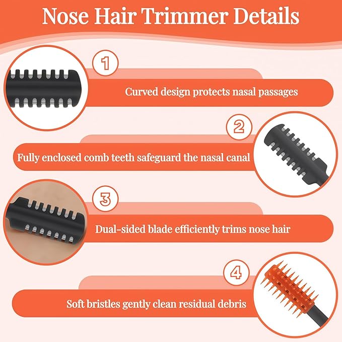 2026 Upgraded 2-in-1 Nasal Hair Cutter, 360° Rotating Double-Sided Blade, Washable Portable Grooming Tool for Men & Women, Travel Essential, 6Pack (Multi-Color)
