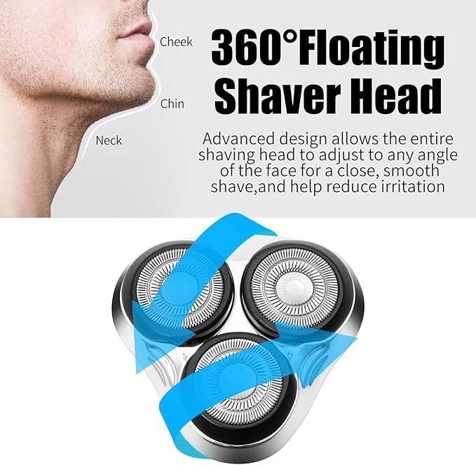 Universal Rotary Replacement Shaver Head,Compatible with Remington Shaver Series,for R3,R4,R5,R6,R7,R8,SP-3141 and SP-5161 Foils/Blades (Silver(1 Count))
