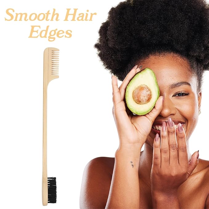 3 Pieces 2-in-1 Moustache Beard Edge Brush, Bamboo Wood Comb, Eyebrow Hair Tool, Gentle Control, Double Sided Design