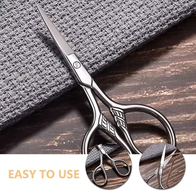 2Pcs Small Stainless Steel Eyebrow Trimming Scissors and Mustache Scissors Set for Men Precision Facial Hair Grooming Suitable for Beard and Eyebrow Maintenance