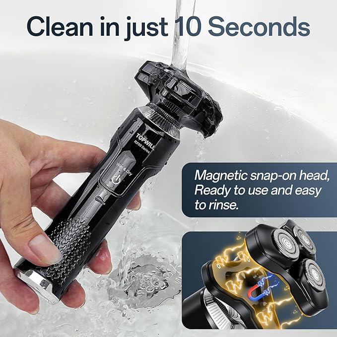2026 Electric Shaver for Men, 3-in-1 Rechargeable Razor and Trimmer for Face, Beard, Nose, Close Clean Shave, Waterproof Wet/Dry Use, USB-C Charging, New Men’s Gift